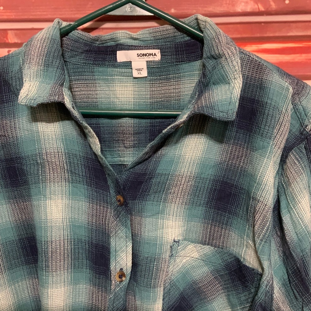 Sonoma, new with tags flannel plaid shirt women’s - Picture 3 of 4